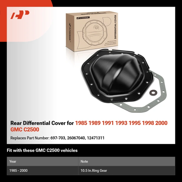 Rear Differential Cover for 1985 1989 1991 1993 1995 1998 2000 GMC C2500