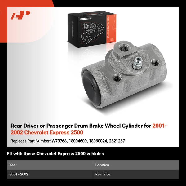 Rear Driver or Passenger Drum Brake Wheel Cylinder for 2001-2002 Chevrolet Express 2500