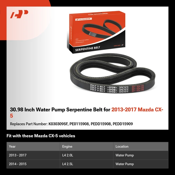 30.98 Inch Water Pump Serpentine Belt for 2013-2017 Mazda CX-5