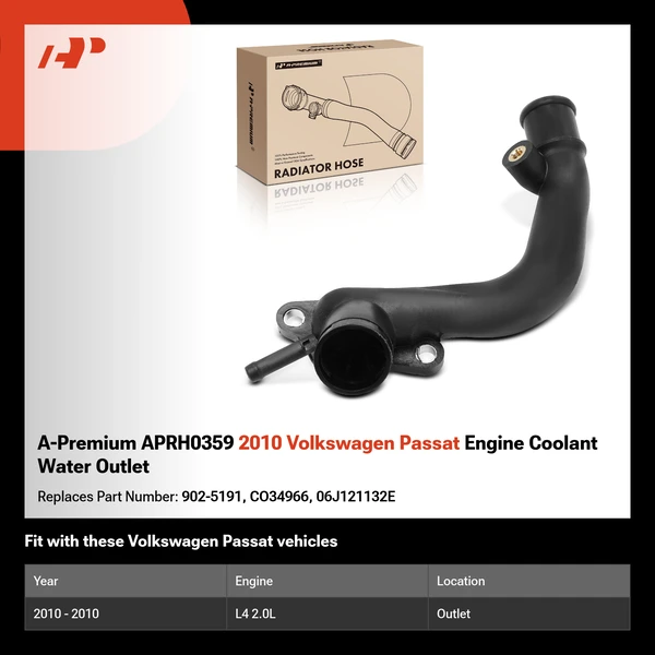 A-Premium APRH0359 2010 Volkswagen Passat Engine Coolant Water Outlet