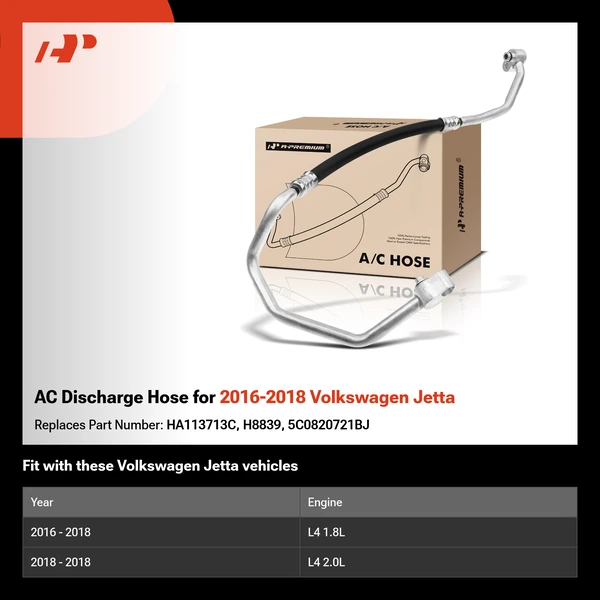 AC Discharge Hose for 2016-2018 Volkswagen Jetta