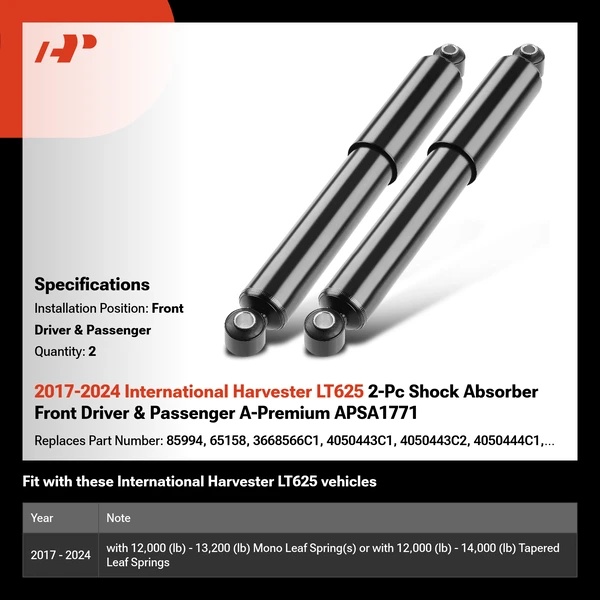 2017-2024 International Harvester LT625 2-Pc Shock Absorber Front Driver & Passenger A-Premium APSA1771