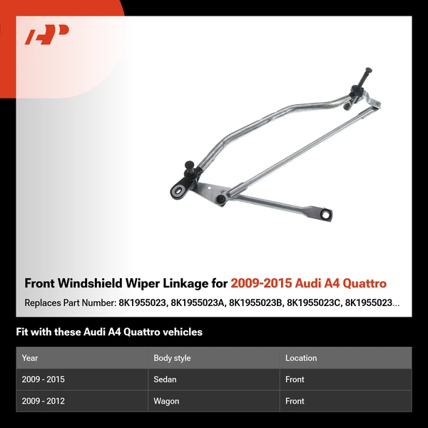 Front Windshield Wiper Linkage for 2009-2015 Audi A4 Quattro