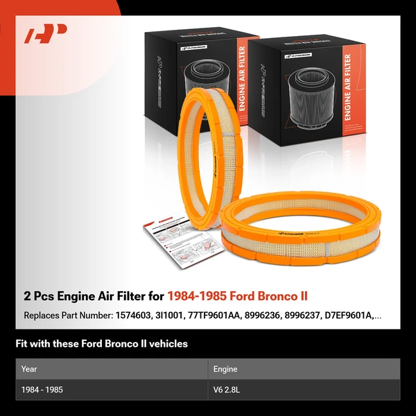 2 Pcs Engine Air Filter for 1984-1985 Ford Bronco II