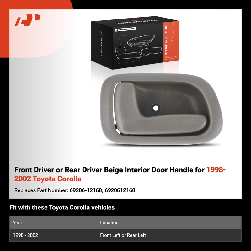 Front Driver or Rear Driver Beige Interior Door Handle for 1998-2002 Toyota Corolla