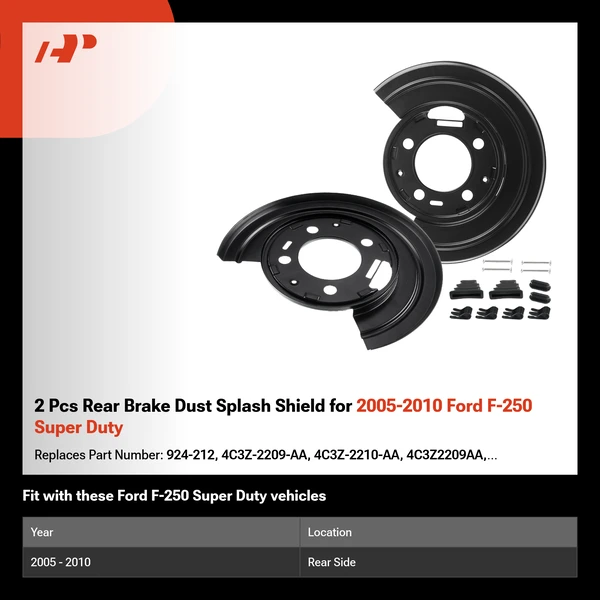 2 Pcs Rear Brake Dust Splash Shield for 2005-2010 Ford F-250 Super Duty
