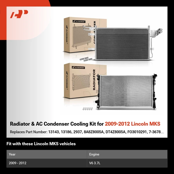 Radiator & AC Condenser Cooling Kit for 2009-2012 Lincoln MKS