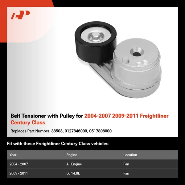Belt Tensioner with Pulley for 2004-2007 2009-2011 Freightliner Century Class