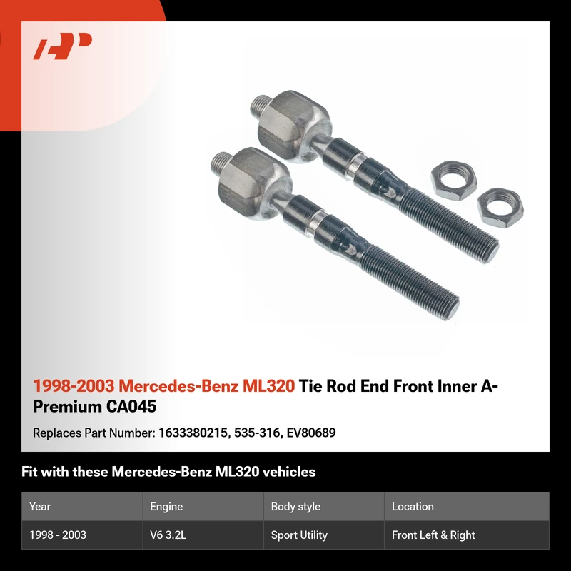 1998-2003 Mercedes-Benz ML320 Tie Rod End Front Inner A-Premium CA045