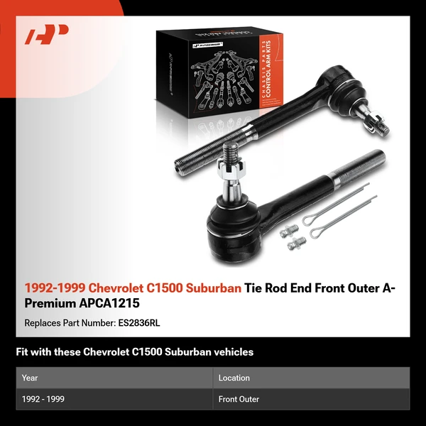 1992-1999 Chevrolet C1500 Suburban Tie Rod End Front Outer A-Premium APCA1215