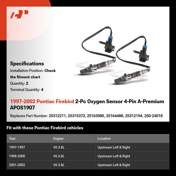 1997-2002 Pontiac Firebird 2-Pc Oxygen Sensor 4-Pin A-Premium APOS1907