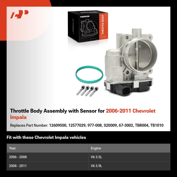 Throttle Body Assembly with Sensor for 2006-2011 Chevrolet Impala