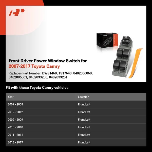 Front Driver Power Window Switch for 2007-2017 Toyota Camry