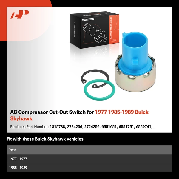 AC Compressor Cut-Out Switch for 1977 1985-1989 Buick Skyhawk