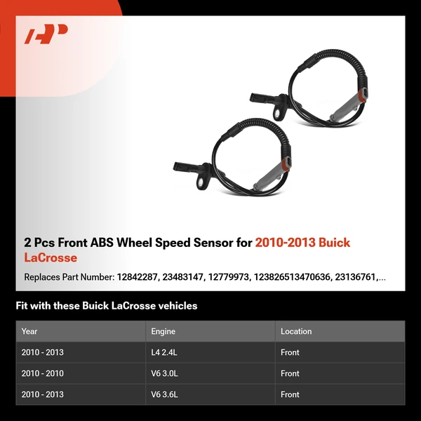 2 Pcs Front ABS Wheel Speed Sensor for 2010-2013 Buick LaCrosse