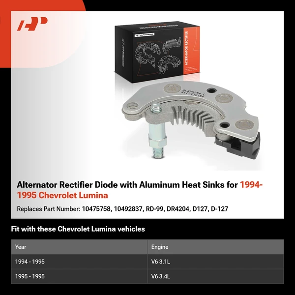 Alternator Rectifier Diode with Aluminum Heat Sinks for 1994-1995 Chevrolet Lumina