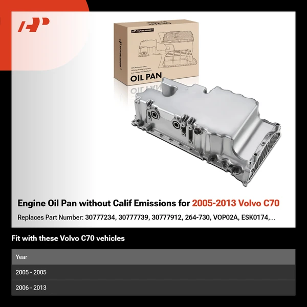 Engine Oil Pan without Calif Emissions for 2005-2013 Volvo C70