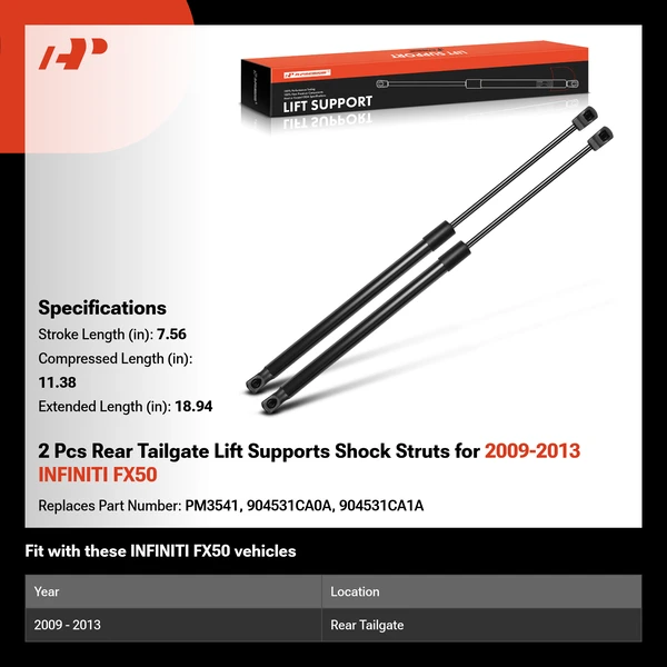 2 Pcs Rear Tailgate Lift Supports Shock Struts for 2009-2013 INFINITI FX50