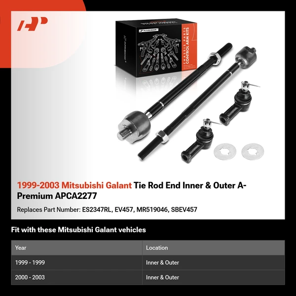 1999-2003 Mitsubishi Galant Tie Rod End Inner & Outer A-Premium APCA2277