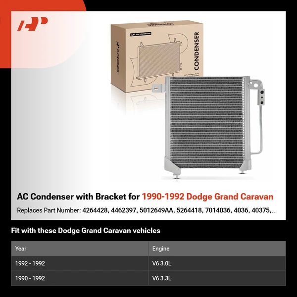 AC Condenser with Bracket for 1990-1992 Dodge Grand Caravan