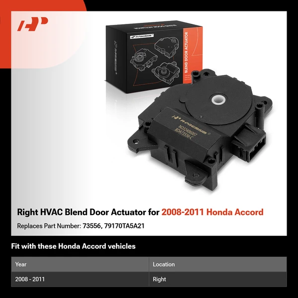 Right HVAC Blend Door Actuator for 2008-2011 Honda Accord