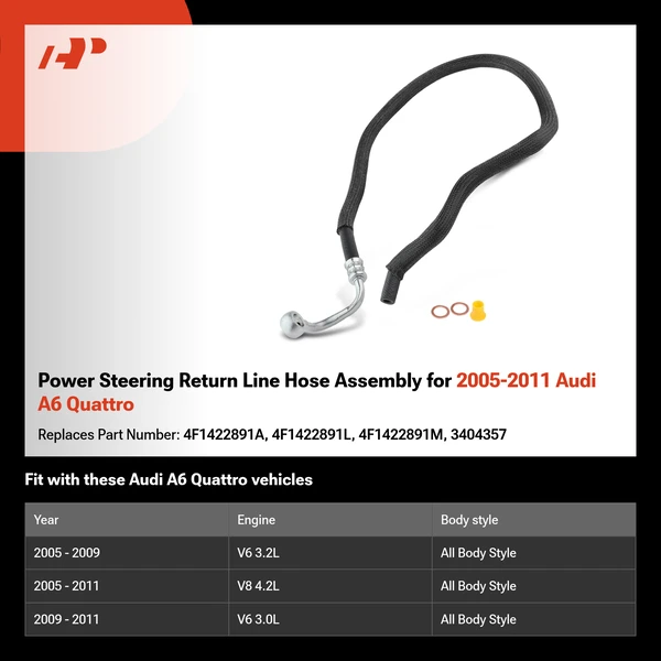 Power Steering Return Line Hose Assembly for 2005-2011 Audi A6 Quattro
