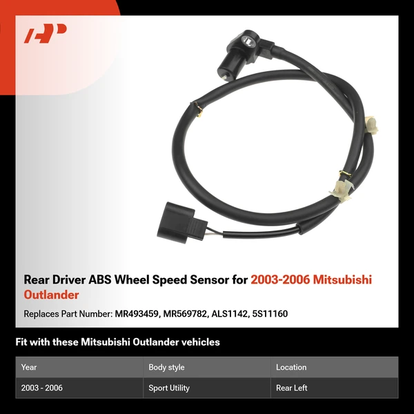 Rear Driver ABS Wheel Speed Sensor for 2003-2006 Mitsubishi Outlander