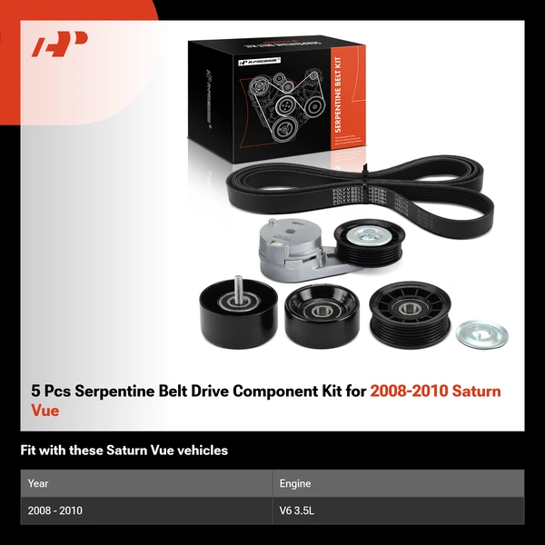 5 Pcs Serpentine Belt Drive Component Kit for 2008-2010 Saturn Vue