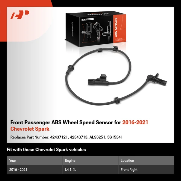Front Passenger ABS Wheel Speed Sensor for 2016-2021 Chevrolet Spark
