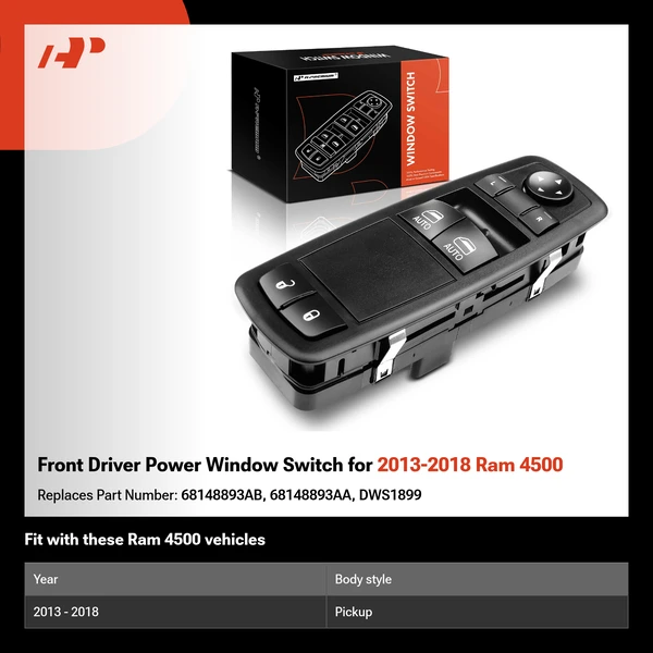 Front Driver Power Window Switch for 2013-2018 Ram 4500