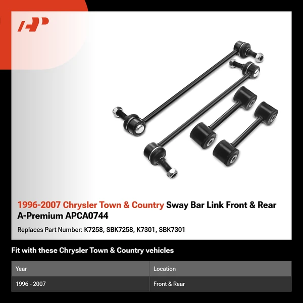 1996-2007 Chrysler Town & Country Sway Bar Link Front & Rear A-Premium APCA0744