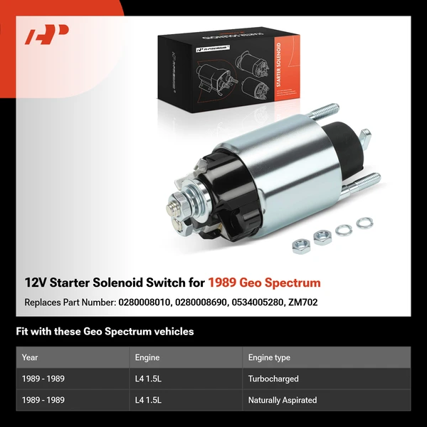 12V Starter Solenoid Switch for 1989 Geo Spectrum
