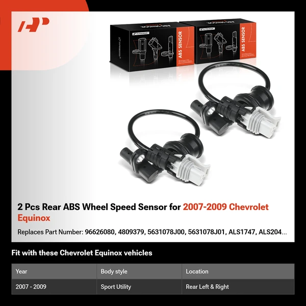 2 Pcs Rear ABS Wheel Speed Sensor for 2007-2009 Chevrolet Equinox