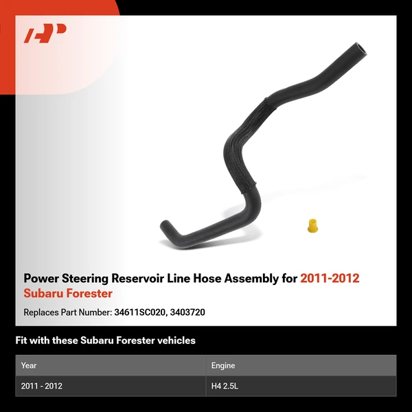 Power Steering Reservoir Line Hose Assembly for 2011-2012 Subaru Forester