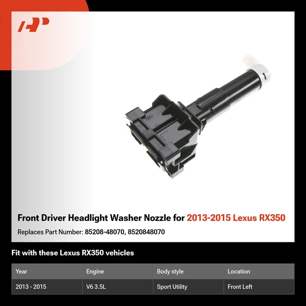 Front Driver Headlight Washer Nozzle for 2013-2015 Lexus RX350