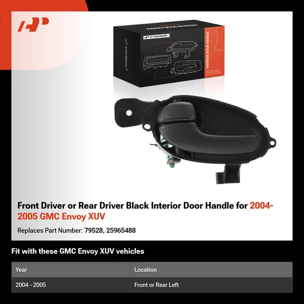 Front Driver or Rear Driver Black Interior Door Handle for 2004-2005 GMC Envoy XUV