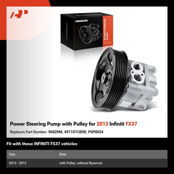 Power Steering Pump with Pulley for 2013 Infiniti FX37