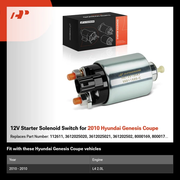 12V Starter Solenoid Switch for 2010 Hyundai Genesis Coupe