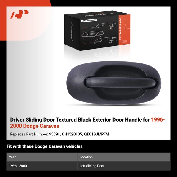 Driver Sliding Door Textured Black Exterior Door Handle for 1996-2000 Dodge Caravan