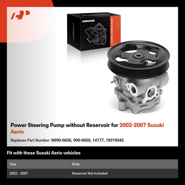 Power Steering Pump without Reservoir for 2002-2007 Suzuki Aerio