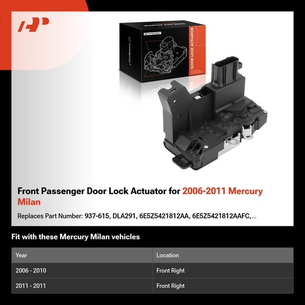 Front Passenger Door Lock Actuator for 2006-2011 Mercury Milan