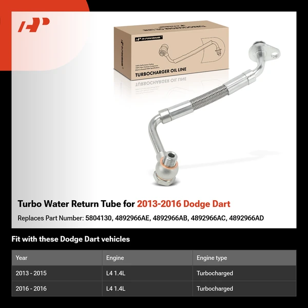 Turbo Water Return Tube for 2013-2016 Dodge Dart