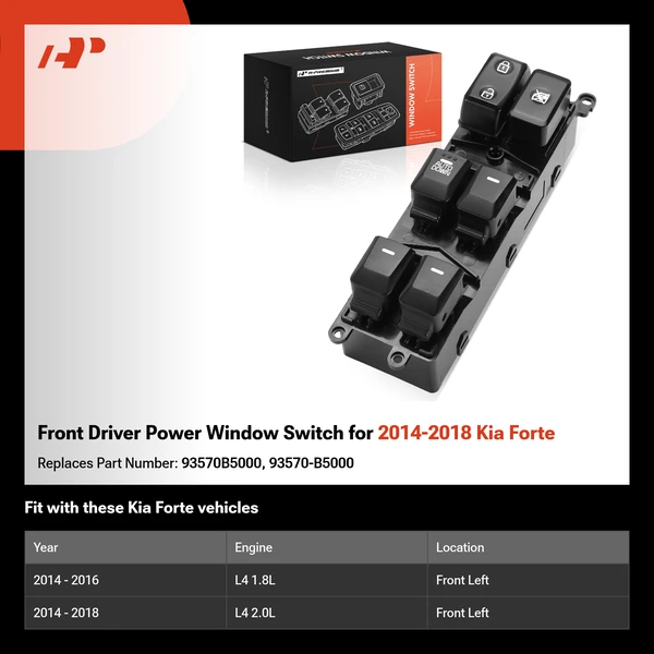 Front Driver Power Window Switch for 2014-2018 Kia Forte