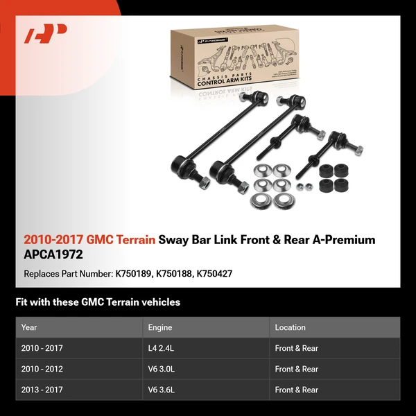 2010-2017 GMC Terrain Sway Bar Link Front & Rear A-Premium APCA1972