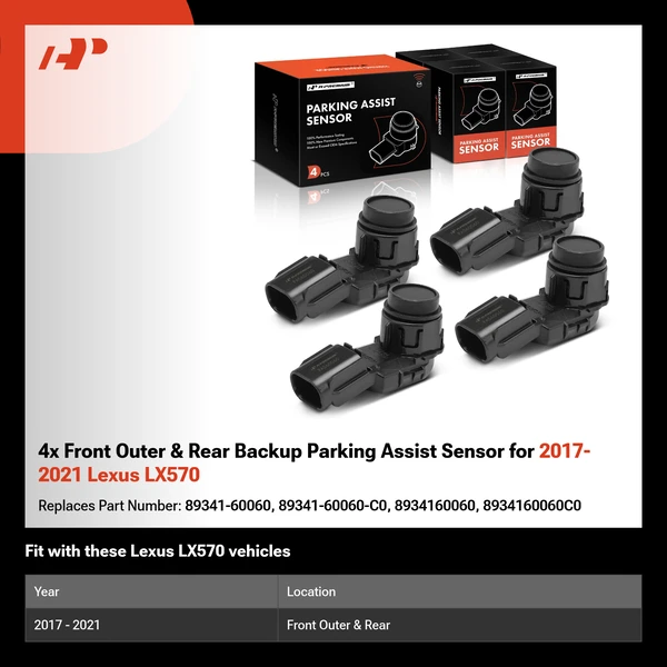 4x Front Outer & Rear Backup Parking Assist Sensor for 2017-2021 Lexus LX570