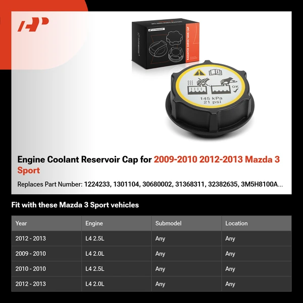 Engine Coolant Reservoir Cap for 2009-2010 2012-2013 Mazda 3 Sport