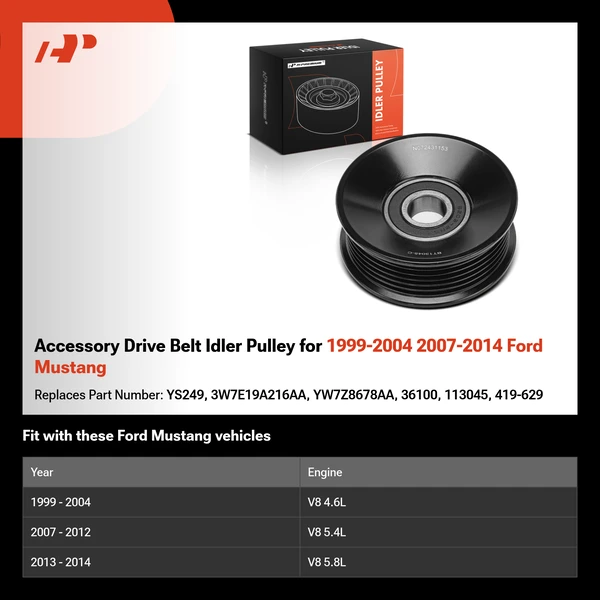Accessory Drive Belt Idler Pulley for 1999-2004 2007-2014 Ford Mustang