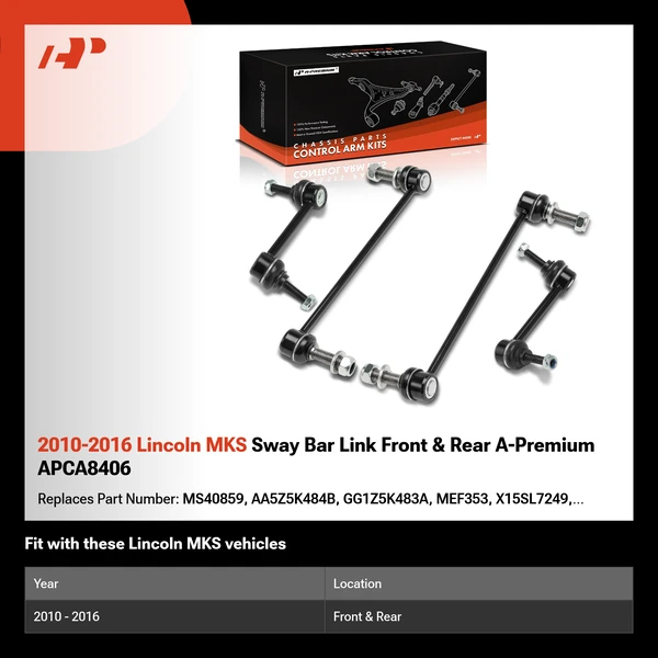 2010-2016 Lincoln MKS Sway Bar Link Front & Rear A-Premium APCA8406