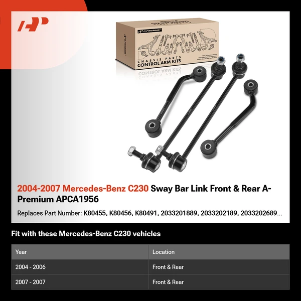 2004-2007 Mercedes-Benz C230 Sway Bar Link Front & Rear A-Premium APCA1956