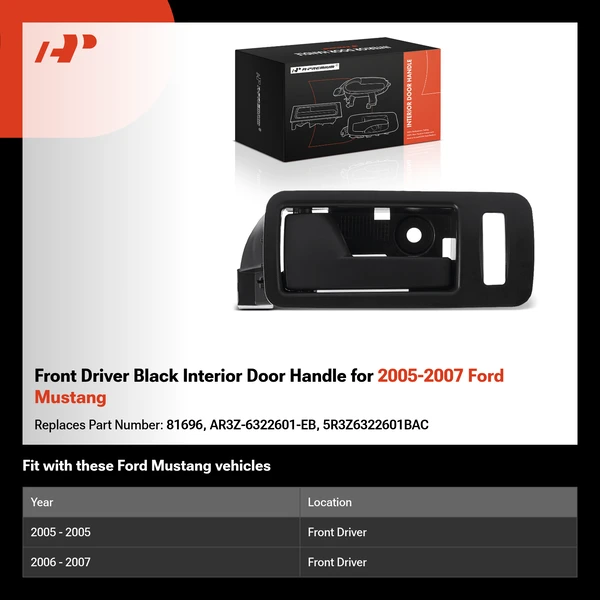 Front Driver Black Interior Door Handle for 2005-2007 Ford Mustang